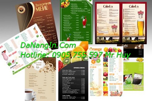 In menu cafe nhà hàng resort quảng cáo tại đà nẵng LH 0905 755 597 Mr Huy