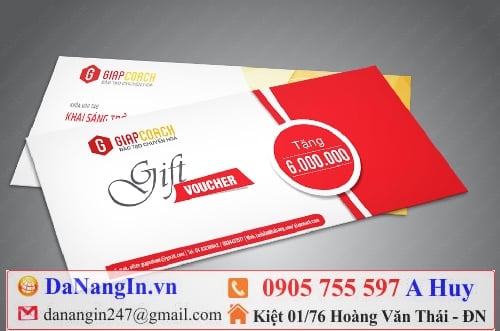 in voucher thẻ giảm giá nhà hàng resort cafe spa,LH 0905 7555 97 A Huy - danangin.vn,in name card lấy gấp,in bì thư,in tem bảo hành,dây đeo đầu cỗ vũ,in lụa