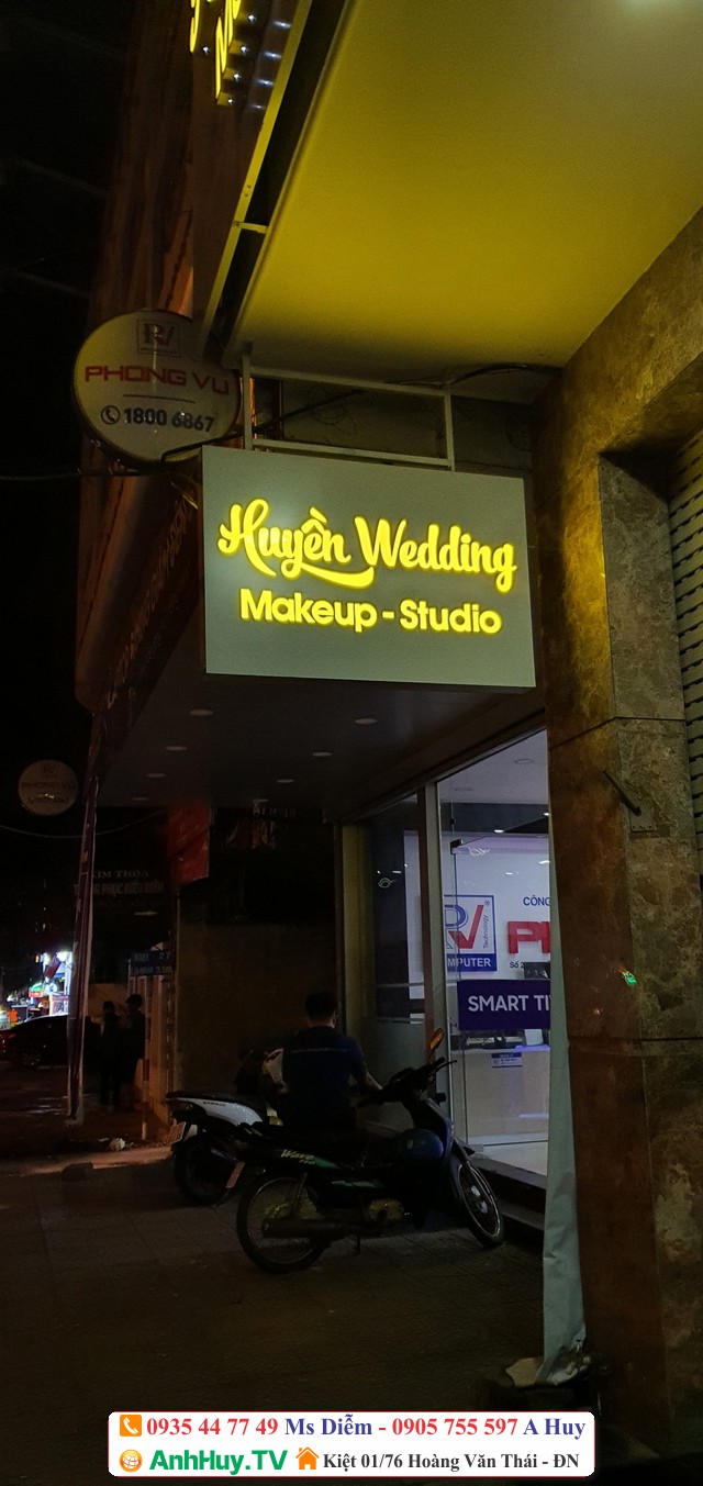 Làm Bảng Hiệu Wedding MakeUp Studio Tại Đà Nẵng Alu Led Mica Hiflex Giá Rẻ 0705444489