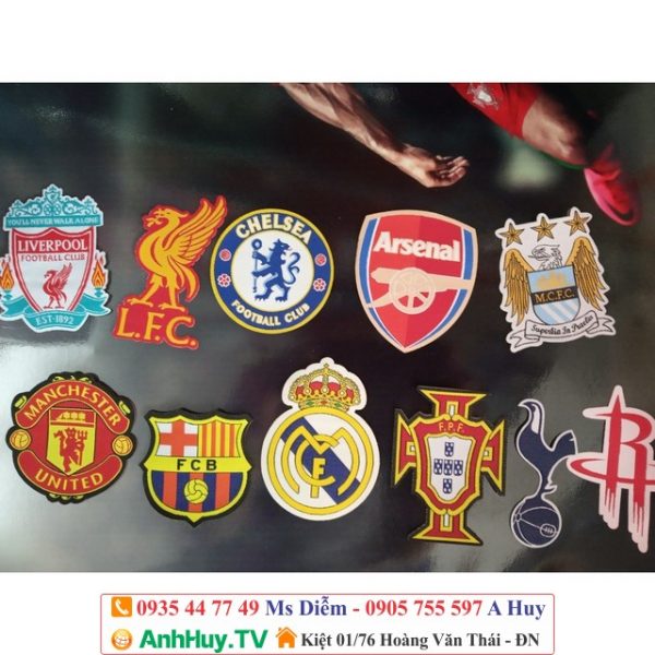 Logo rời bằng vải M.U, chelsea, arsenal, liverpool, barcelona, Real Barca ủi lên quần áo